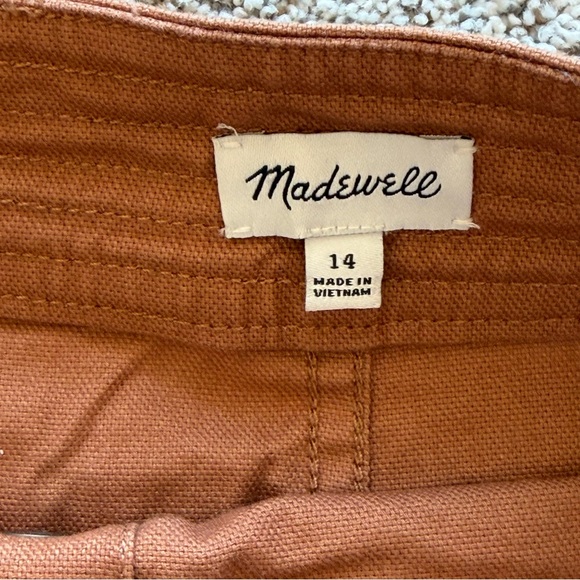 Madewell Frayed Hem Button-down Mini Skirt Sz 14 Burnt Sienna Cottonblend - Picture 3 of 8